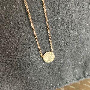 14k rose gold disc pendant with diamonds. Brand new!